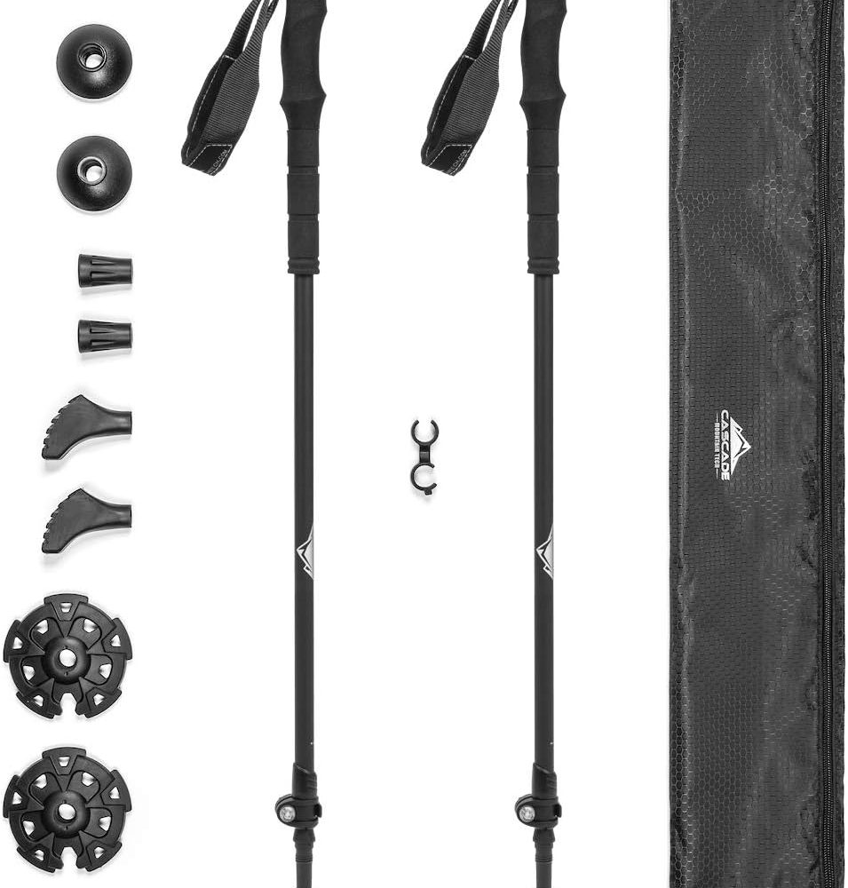 Cascade Mountain Tech Trekking Poles - Carbon Fiber Walking or Hiking Sticks with Quick Adjustable Locks