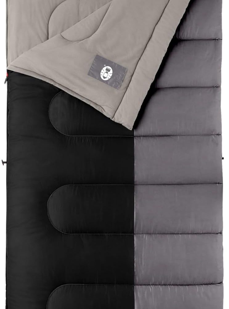Coleman Biscayne Big & Tall 40°F Sleeping Bag, Fits Adults up to 6ft 4in Tall, No-Snag Zipper with Stuff Sack Included, Machine Washable